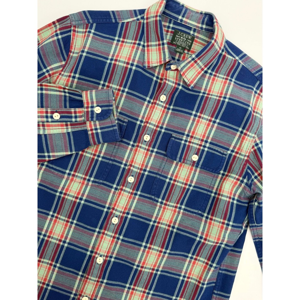 JCrew Sporting Goods Mens Blue Red‎ Green Plaid Cotton Button Down Shirt M 94258